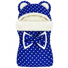 Конверт "Мишка" Звезды на Синем Меховой Зима 