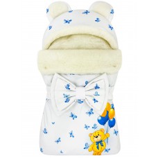 Конверт "Мишка" принт "Teddy's Blue Balloons" Меховой Зима 