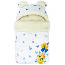 Конверт "Мишка" принт "Teddy's Blue Balloons" Меховой Зима 