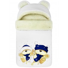 Конверт "Мишка" принт "Winter Bears" Blue Меховой Зима 
