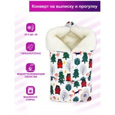 Конверт "Junior" принт "Nordic Forest" Меховой Зима